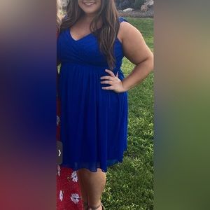 David’s Bridal S16 Royal Blue Short Mesh Bridesmaid Dress